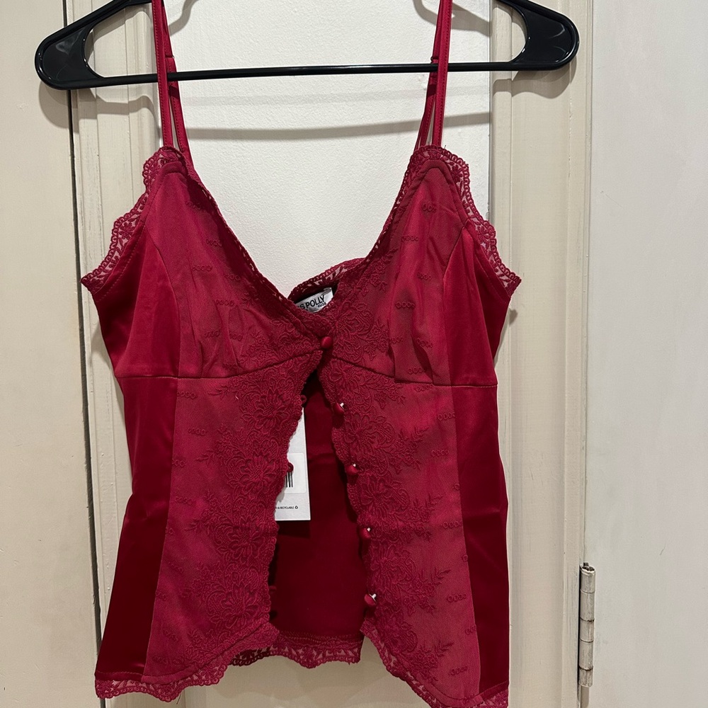 Red Lace Camisole Top